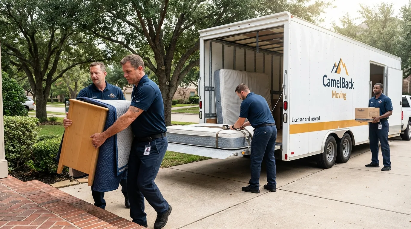 Crew loading residential truck for cross-state move from Bainbridge, GA